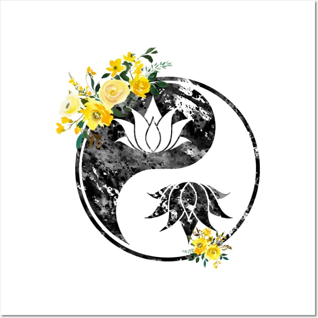 Lotus in Yin Yang Wall Art by erzebeth